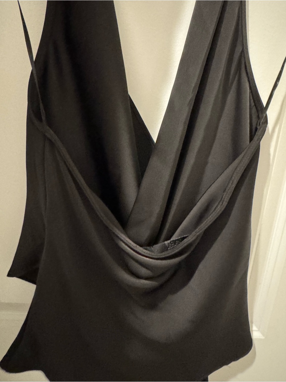 Zara Black Satin Draped Cowl Neck Camisole.